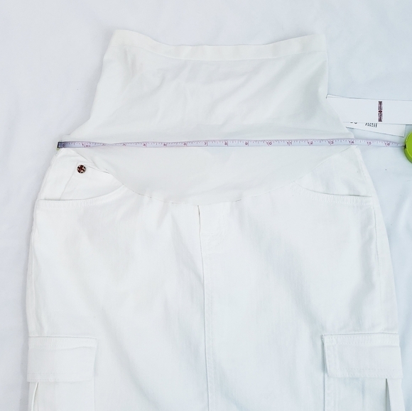 NWT Hudson Jeans Maternity Cargo Denim Skirt Off White Stretchy 27 - Picture 7 of 14